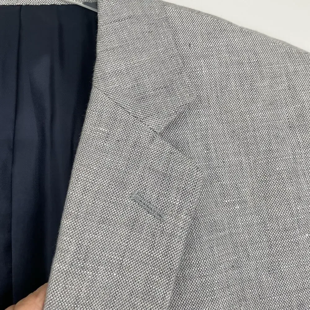 Baird Mcnutt 100% Irish Linen Sport Coat Blazer Mens 40R Gray Lucky Brand Jacket